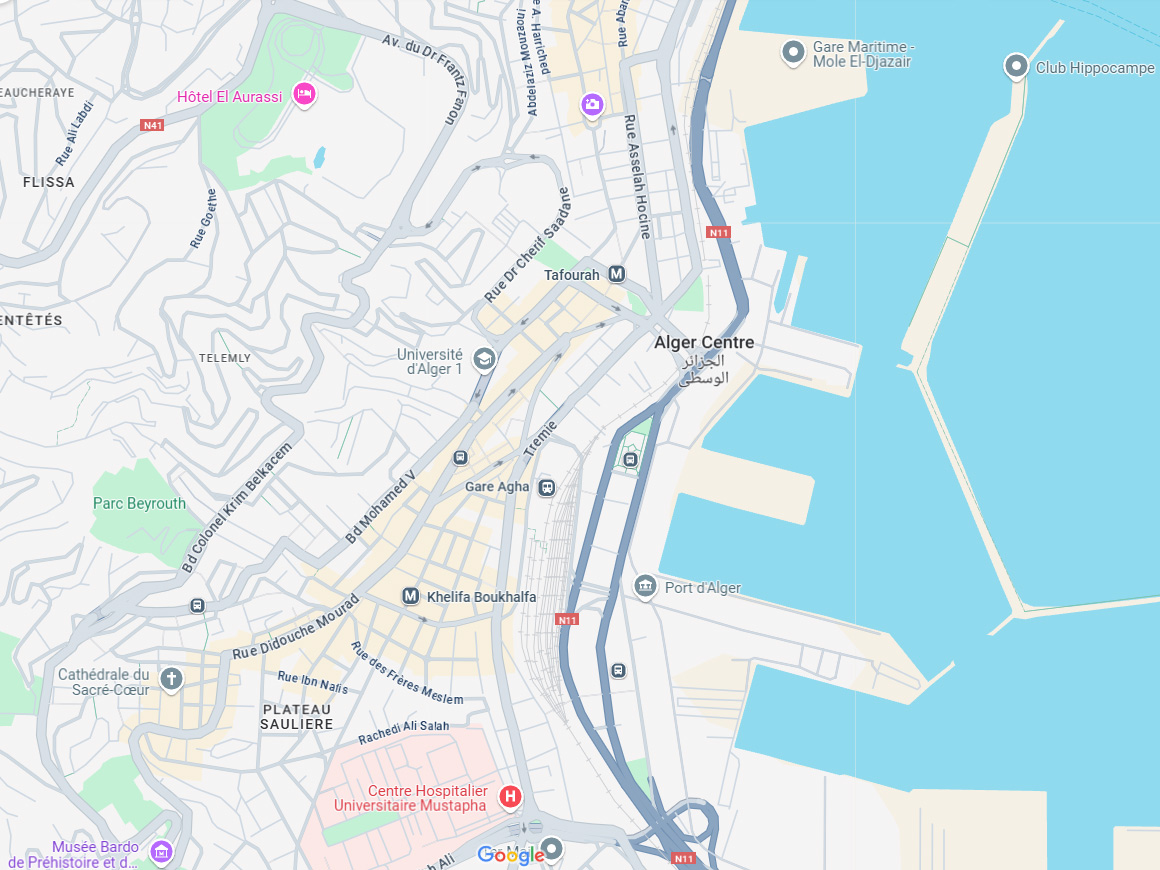 Carte des transports autour de l'Hôtel Malik